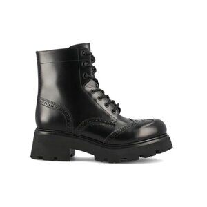 Celine Triomphe Logo Leather Lace-Up Ankle Boots IT 36 Women